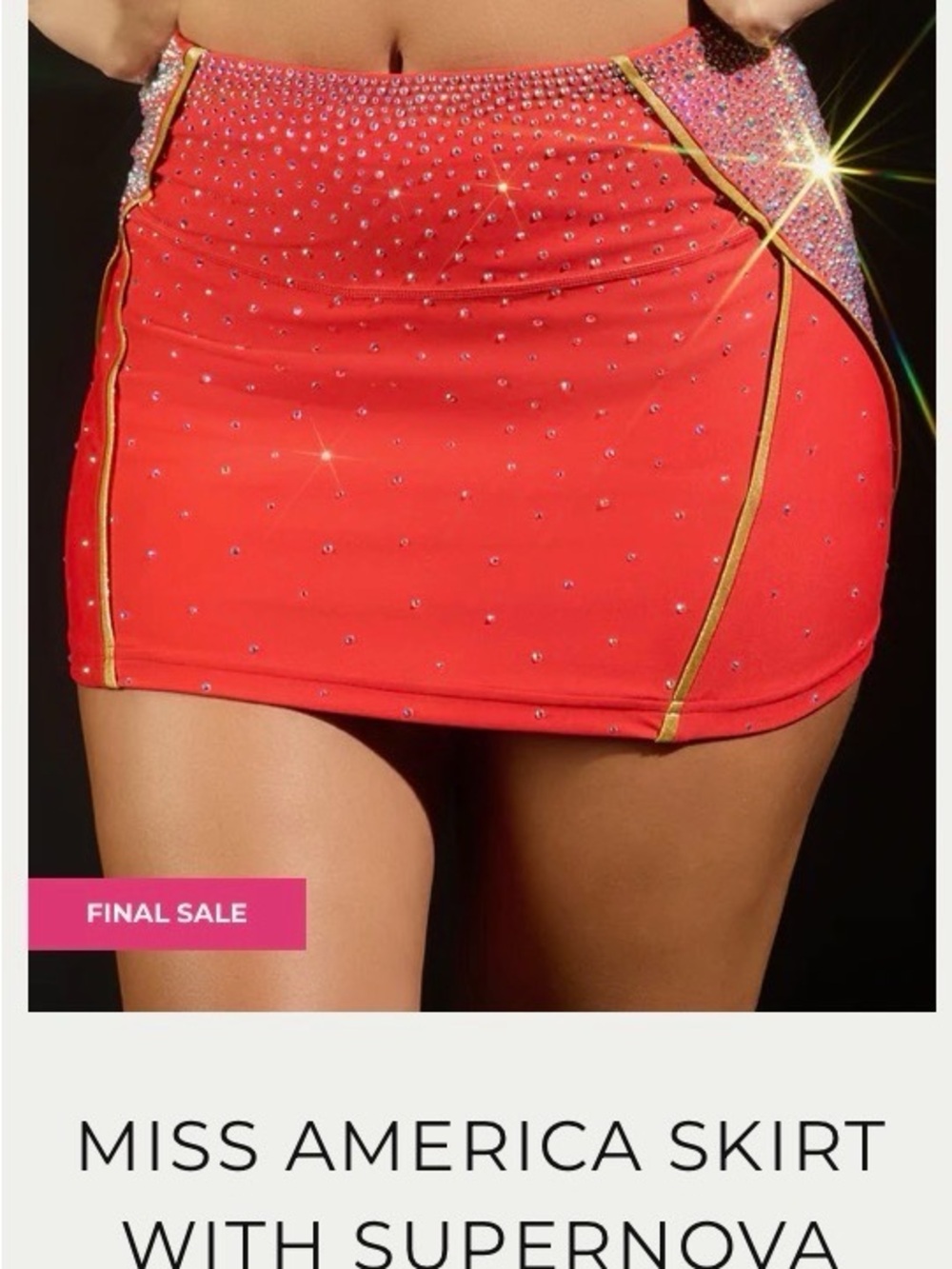 Miss America Red Rhinestone Mini Skirt with Gold Trim - Kids Matching Sets Mini